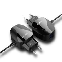 Сетевое зарядное устройство MOXOM 2в1 micro cable+2USB/2.4A (MX-HC15) черный