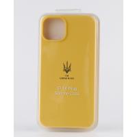 Силиконовый чехол Original pack SOFT для iPhone 14 Plus (ТРИЗУБ) желтый