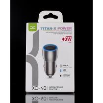 Автомобильное зарядное устройство (Адаптер) DC 2xPD/40W (XC-40) Metal темно-серый