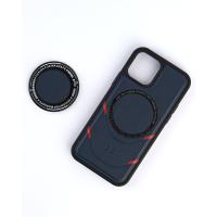 Чехол экокожа DC + PopSocket с поддержкой MagSafe для iPhone 12 Pro Max темно-синий