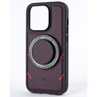 Чехол экокожа DC + PopSocket с поддержкой MagSafe для iPhone 13 Pro темно-фиолетовый