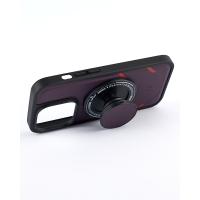 Чехол экокожа DC + PopSocket с поддержкой MagSafe для iPhone 13 Pro темно-фиолетовый