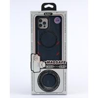 Чехол экокожа DC + PopSocket с поддержкой MagSafe для iPhone 13 Pro темно-синий