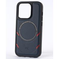 Чехол экокожа DC + PopSocket с поддержкой MagSafe для iPhone 13 Pro темно-синий