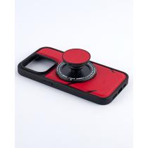 Чехол экокожа DC + PopSocket с поддержкой MagSafe для iPhone 13 Pro красный