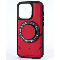 Чехол экокожа DC + PopSocket с поддержкой MagSafe для iPhone 13 Pro Max красный