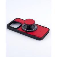 Чехол экокожа DC + PopSocket с поддержкой MagSafe для iPhone 13 Pro Max красный