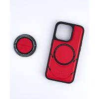 Чехол экокожа DC + PopSocket с поддержкой MagSafe для iPhone 13 Pro Max красный