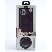 Чехол экокожа DC + PopSocket с поддержкой MagSafe для iPhone 13 Pro Max темно-фиолетовый