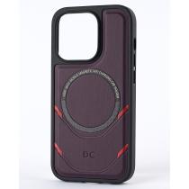 Чехол экокожа DC + PopSocket с поддержкой MagSafe для iPhone 13 Pro Max темно-фиолетовый