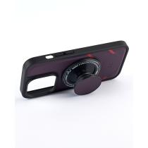 Чехол экокожа DC + PopSocket с поддержкой MagSafe для iPhone 13 Pro Max темно-фиолетовый