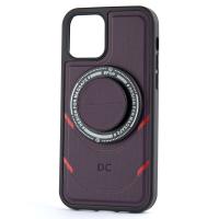 Чехол экокожа DC + PopSocket с поддержкой MagSafe для iPhone 14 темно-фиолетовый