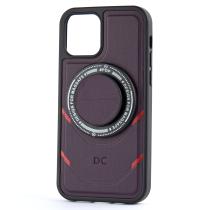 Чехол экокожа DC + PopSocket с поддержкой MagSafe для iPhone 14 темно-фиолетовый