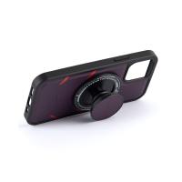 Чехол экокожа DC + PopSocket с поддержкой MagSafe для iPhone 14 темно-фиолетовый