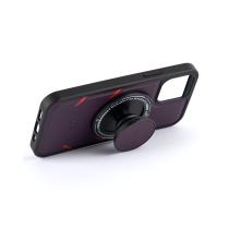 Чехол экокожа DC + PopSocket с поддержкой MagSafe для iPhone 14 темно-фиолетовый