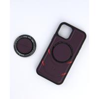 Чехол экокожа DC + PopSocket с поддержкой MagSafe для iPhone 14 темно-фиолетовый
