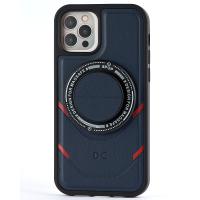 Чехол экокожа DC + PopSocket с поддержкой MagSafe для iPhone 14 темно-синий