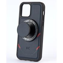 Чехол экокожа DC + PopSocket с поддержкой MagSafe для iPhone 14 темно-синий