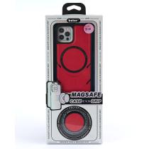 Чехол экокожа DC + PopSocket с поддержкой MagSafe для iPhone 14 красный