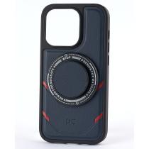 Чехол экокожа DC + PopSocket с поддержкой MagSafe для iPhone 14 Pro темно-синий
