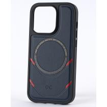 Чехол экокожа DC + PopSocket с поддержкой MagSafe для iPhone 14 Pro темно-синий