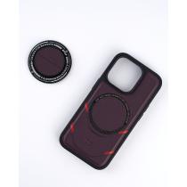 Чехол экокожа DC + PopSocket с поддержкой MagSafe для iPhone 14 Pro темно-фиолетовый