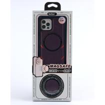 Чехол экокожа DC + PopSocket с поддержкой MagSafe для iPhone 14 Pro темно-фиолетовый