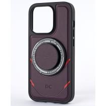 Чехол экокожа DC + PopSocket с поддержкой MagSafe для iPhone 14 Pro Max темно-фиолетовый