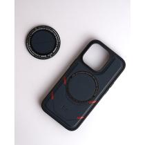 Чехол экокожа DC + PopSocket с поддержкой MagSafe для iPhone 14 Pro Max темно-синий