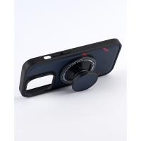 Чехол экокожа DC + PopSocket с поддержкой MagSafe для iPhone 14 Pro Max темно-синий