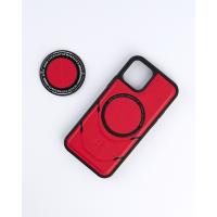 Чехол экокожа DC + PopSocket с поддержкой MagSafe для iPhone 12 Pro Max красный