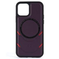 Чехол экокожа DC + PopSocket с поддержкой MagSafe для iPhone 12 Pro Max темно-фиолетовый