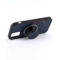 Чехол экокожа DC + PopSocket с поддержкой MagSafe для iPhone 12 Pro Max темно-синий