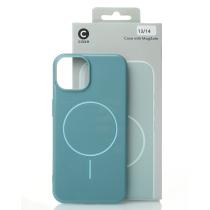 Силиконовый чехол Slim Ring Glamour с поддержкой MagSafe для iPhone 13/14 wave blue