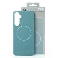 Силиконовый чехол Slim Ring Glamour с поддержкой MagSafe для Samsung A16 wave blue