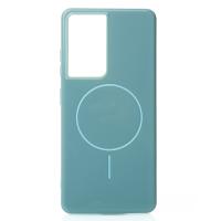 Силиконовый чехол Slim Ring Glamour с поддержкой MagSafe для Samsung S21 Ultra wave blue