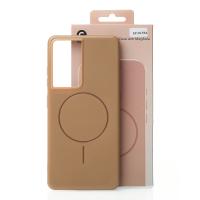 Силиконовый чехол Slim Ring Glamour с поддержкой MagSafe для Samsung S21 Ultra desert titanium