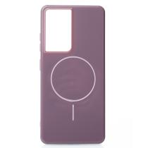 Силиконовый чехол Slim Ring Glamour с поддержкой MagSafe для Samsung S21 Ultra deep purple