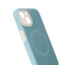 Чехол Liquid Silicone Full с поддержкой MagSafe для iPhone 13 blue fog