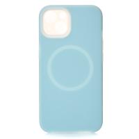 Чехол Liquid Silicone Full с поддержкой MagSafe для iPhone 15 blue fog