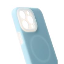 Чехол Liquid Silicone Full с поддержкой MagSafe для iPhone 15 Pro Max blue fog