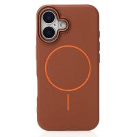 Силиконовый чехол Slim Ring Leather Textured с поддержкой MagSafe для iPhone 16 desert titanium