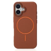 Силиконовый чехол Slim Ring Leather Textured с поддержкой MagSafe для iPhone 16 desert titanium