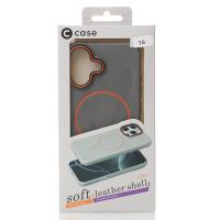 Силиконовый чехол Slim Ring Leather Textured с поддержкой MagSafe для iPhone 16 stone gray