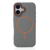 Силиконовый чехол Slim Ring Leather Textured с поддержкой MagSafe для iPhone 16 stone gray