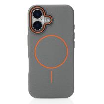 Силиконовый чехол Slim Ring Leather Textured с поддержкой MagSafe для iPhone 16 stone gray