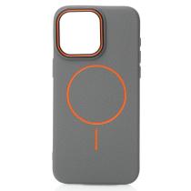 Силіконовий чохол Slim Ring Leather Textured з підтримкою MagSafe для iPhone 14 Pro Max stone gray