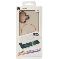 Силиконовый чехол Slim Ring Leather Textured с поддержкой MagSafe для iPhone 16 natural titanium