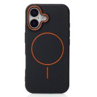 Силиконовый чехол Slim Ring Leather Textured с поддержкой MagSafe для iPhone 16 black