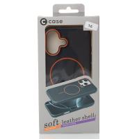 Силиконовый чехол Slim Ring Leather Textured с поддержкой MagSafe для iPhone 16 black